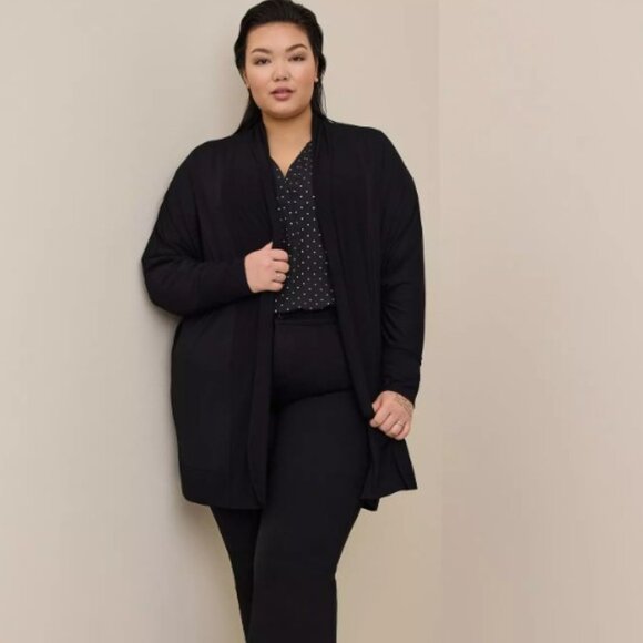 Torrid‎ Super Soft Cardigan Dolman Sleeve Open Front Black size 1X - Picture 1 of 11